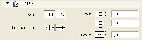 11. KİRİŞ ARACI Burada daire ve dikdörtgen biçimi seçilebilir. Daha sonra Boyut alanında bu boşluğun büyüklüğü ayarlanır.