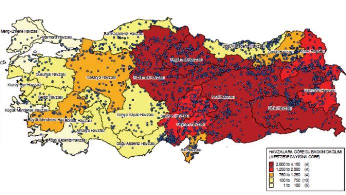 Su Mühendisliğindeki Uç Olaylarda Etik 2.3. Çığ Olayları Türkiye genelinde 81 ilin 45 inde, toplam 605 yerleşim biriminde, 731 çığ olayı meydana gelmiştir.