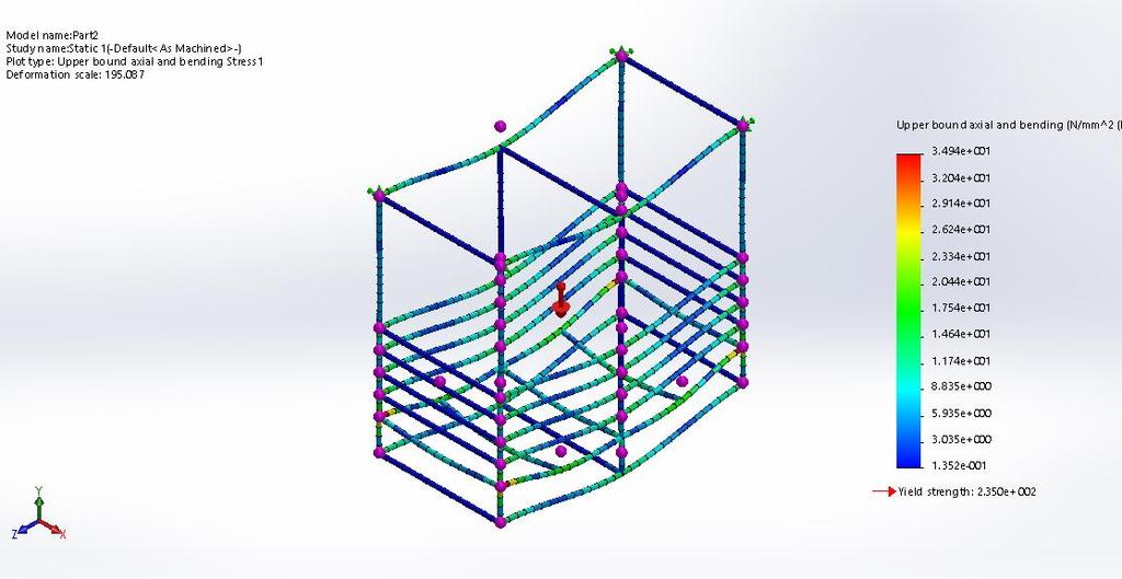 Şekil 3. Deforme olmuş geometri üzerinde eşdeğer gerilme (max 34.94 MPa) Şekil 3.