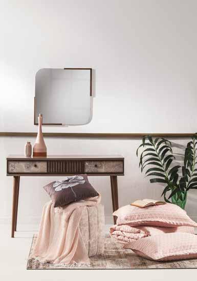 Asil Tasarım İşlevsel detayları ve mermer desenli yüzeyleri ile yatak odanızın vazgeçilmezi olacak Praga Makyaj Masası, modern tasarımını