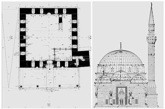 makale uygulaması Türk mimarisinde 16. yüzyılda ulaşılmış teknolojik düzeyin dışavurumudur. Caminin vaziyet planı Şekil 2 de verilmektedir.