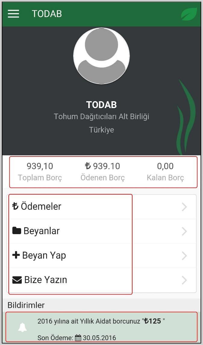 32 9 Mobil Uygulama TODAB tarafından sunulan portal sistemi hizmetinin yanı sıra, mobil uygulama hizmeti de sağlanmıştır.