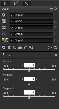 Ton/Ton (Ayrıntı) Toplam parlaklık ve kontrastı ayarlayın veya yalnızca parlak noktaları ve gölgeleri etkileyen ayarlar yapın.