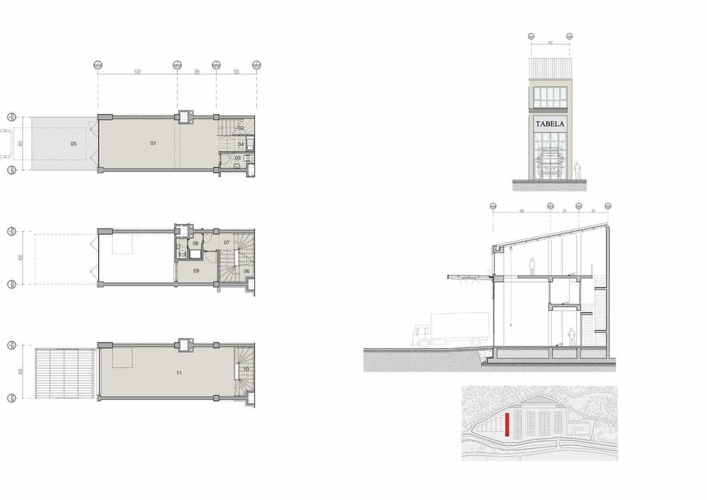 D BLOK ZEMİN KAT PLANI (+0.00 KOTU) 01 İŞYERİ 36,20 m 2 02 MERDİVEN 4,00 m 2 03 TUVALET 4,20 m 2 04 ÇAY OCAĞI 4,20 m 2 05 ÇALIŞMA ALANI 20,00 m 2 TOPLAM KAT ALANI: 68,60 m 2 ÖN CEPHE 1. KAT PLANI (+4.