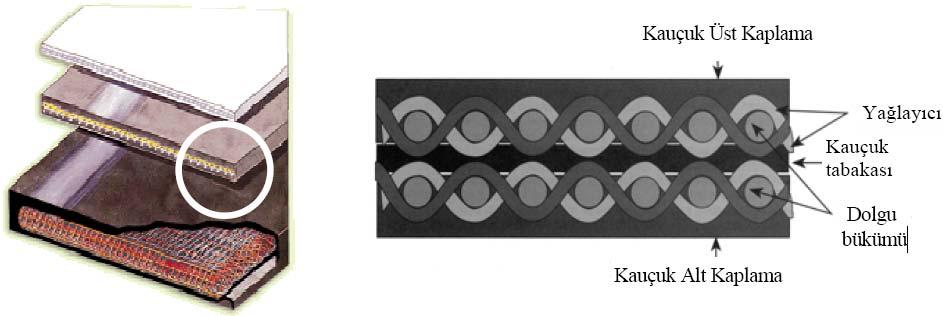 g) Kevlar Aramid: çelikten iki kat dayanıklı ve çelik ile polyester arası uzama karakteristiği sergiler. Çelikten daha hafiftir ve paslanmaz. 1.3.2.10.