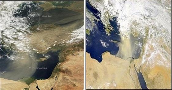 Bulgular - Findings Sahra Çölü nden Türkiye ye ve Akdeniz Havzasındaki diğer ülkelere yılın belli dönemlerinde yoğun olarak çöl tozları taşınmaktadır.