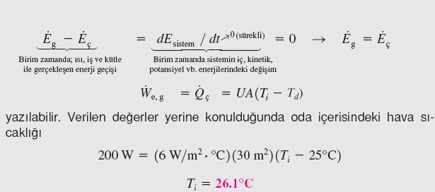 (T i -T d ) olarak verilmiştir. Burada; U=6 [W/m 2.