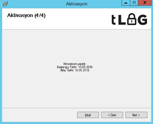 11 Şekil 11 - Aktivasyon Yapıldı 4. Windows Güvenlik Duvarı Ayarları Sonicwall sunucusundan log toplamak için gelen paketlerin tlog un kurulu olduğu sunucuda engellenmemesi gerekmektedir.