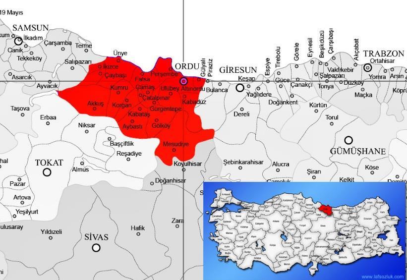 Mesudiye, Perşembe, Ulubey ve Ünye'dir. Tuik 2017 verilerin gröe Ordu ili nüfusu 742.341 kişidir. Bunların 371.