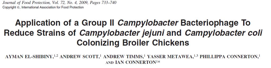 Campylobacter jejuni Araştırıcılar kasaplık piliçler üzerinde yaptıkları biyokontrol çalışmalarında ;