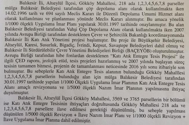 T.C. BALIKESİR BÜYÜKŞEHİR BELEDİYESİ BAŞKANLIĞI İmar ve Şehircilik Dairesi Başkanlığı Şehir Planlama Şube