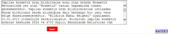 Bilgileri Güncelle butonunun yer aldığı sayfa görüntüsü. Bilgileri Güncelle butonu tıklanıp gerekli değişiklikler yapıldıktan sonra aşağıda yer alan ekrandaki Kaydet butonu tıklanmalıdır. Şekil 28.