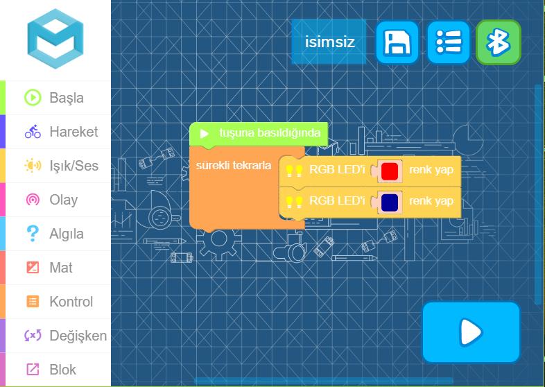 Bir Uygulama: Polis Arabası Işığı Makey Oz u bilgisayarınıza USB kablo ya da bluetooth ile bağladıktan sonra ilk uygulama olarak polis arabası ışığını deneyebilirsiniz.