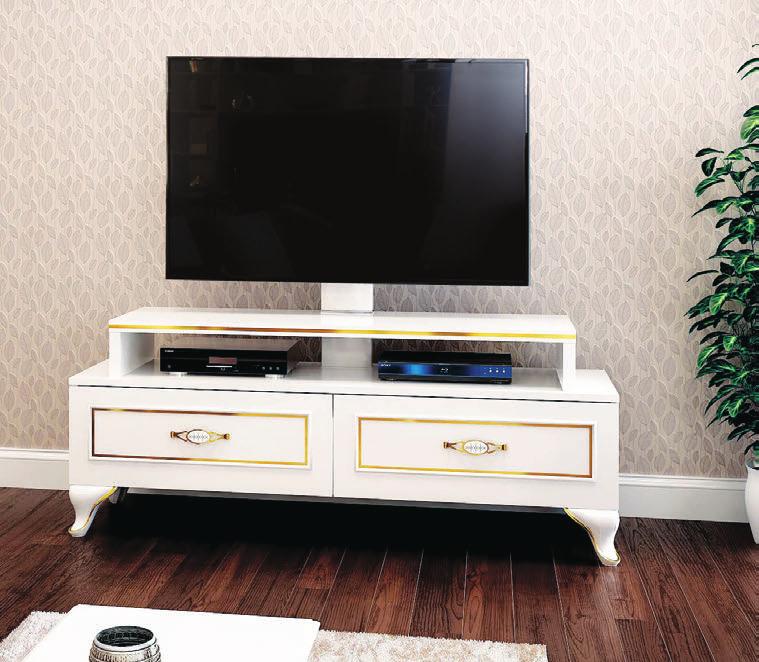 VERONA GOLD 140 S TV SEHPASI 7621-140-S VERONA GOLD S 140 cm 50" Çelik Gövde Steel Body Çekmece Drawers Temizliği Kolaylaştıran Yu ksek Ayak BENZER ÜRÜNLER SIMILAR PRODUCTS