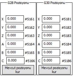 ÖNCE X KIZAĞINI İŞ PARÇASI SIFIRINA, DAHA SONRA X VE Y EKSENİNİ İŞ PARÇASI SIFIRINA GÖNDERİR. G28 POZİSYONUNA GÖNDERİR. SEKMESİ İÇİNDE BULUNUR.