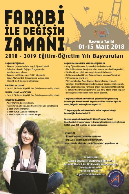 ERASMUS+ PROGRAMI 2018 YILI PROJE BAŞVURULARI Erasmus+ Programı kapsamında 2018 yılı Şubat ve Mart aylarında Üniversitemiz