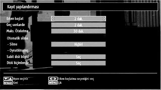 Zamanlayıcı Ekleme Bir zamanlayıcı eklemek için uzaktan kumanda üzerindeki SARI tuşa basınız. Ekranda aşağıdaki menü görüntülenir: Kanal: tuşlarını kullanarak kanalları değiştirir veya.