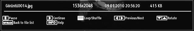 Use numeric buttons to type the desired time and press GREEN button again to proceed. Yellow: Opens subtitle time correction menu Pause ( button) : Pauses the slideshow.