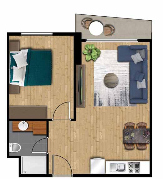 : 25,00 m² Yatak Odası : 11,80 m² Banyo : 3,92 m² Balkon : 3,60 m² Salon & Mutfak : 22,79 m² Yatak Odası : 10,51
