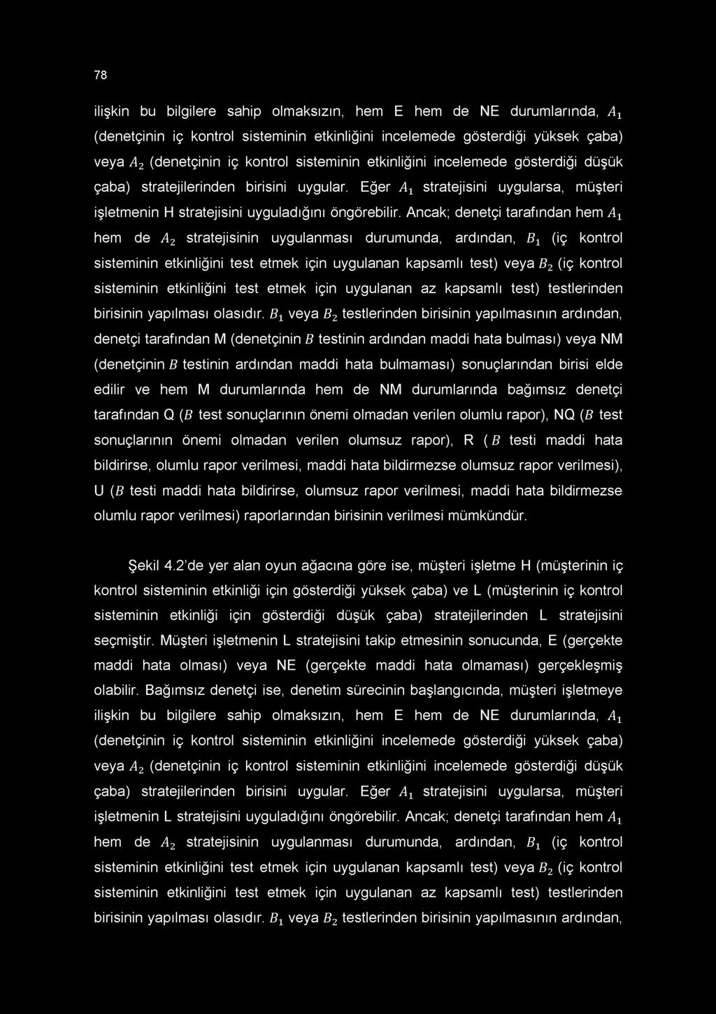 78 ilişkin bu bilgilere sahip olmaksızın, hem E hem de NE durumlarında, A1 (denetçinin iç kontrol sisteminin etkinliğini incelemede gösterdiği yüksek çaba) veya A2 (denetçinin iç kontrol sisteminin