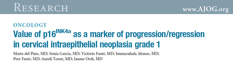 138 CIN 1 hasta değerlendirmeye alınmış En az takip süresi 1yıl Başlangıçta p16 boyaması pozitif olan 77 hastanın 14 ünde (%18.