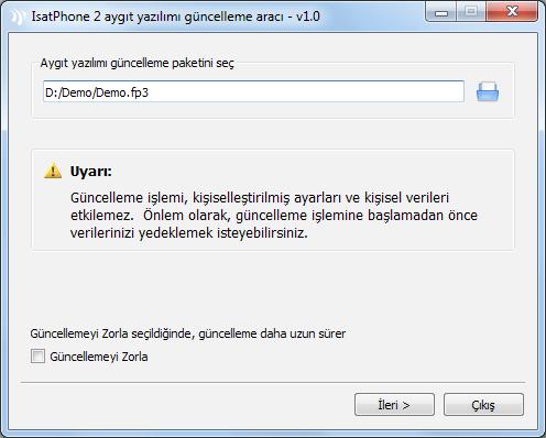 ISATPHONE 2 CIHAZINIZI GÜNCELLEME SIM kart telefonunuza takılı olsa da, olmasa da aygıt yazılımı güncellemesi başarıyla tamamlanır.