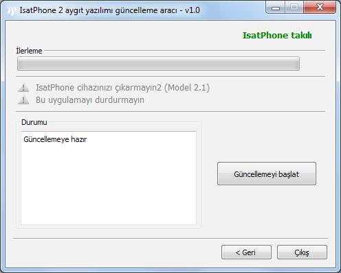 IsatPhone 2 cihazınızı, verilen USB kablosuyla bilgisayarınıza takın. Telefonunuz açık değilse, şimdi açın.