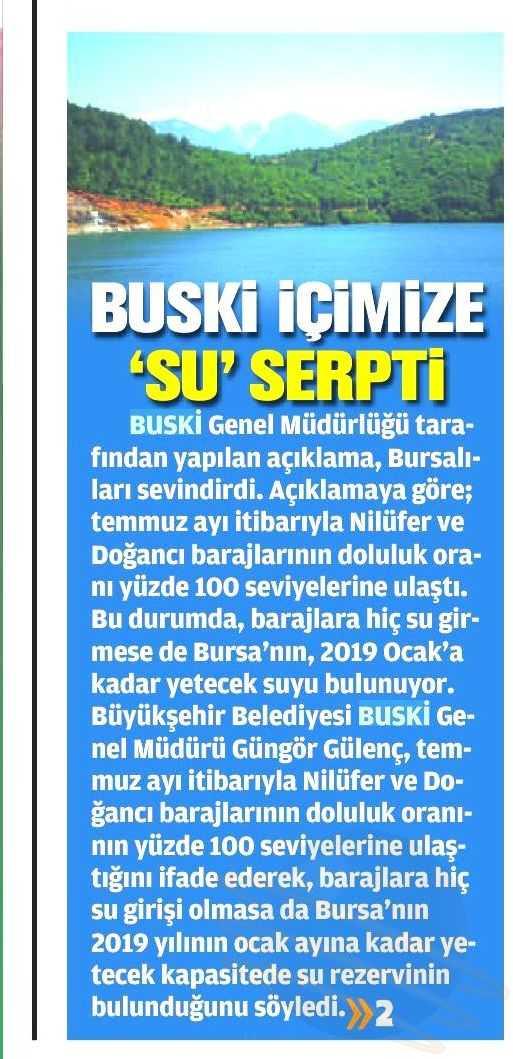 BUSKI IÇIMIZE SU SERPTI Yayın Adı : Sancak Gazetesi