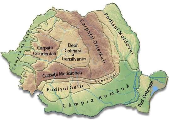 Yer şekilleri Romanya eşit olarak dağ, yayla ve ovalardan oluşur.