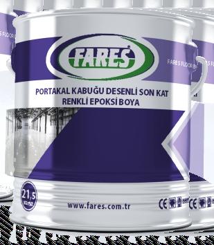 Ambalaj: 25 kg set FARESFLOOR EP 10008 Portakal kabuğu desenli son kat renkli epoksi boya: İki bileşenli, solventsiz