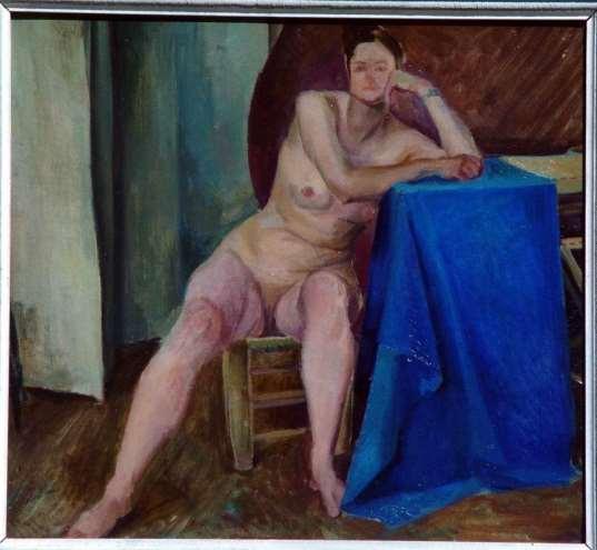 423 Resim 12: Zeki Kocamemi, Nü-Mavi Örtülü çıplak, 1940, 48x53,1 cm.