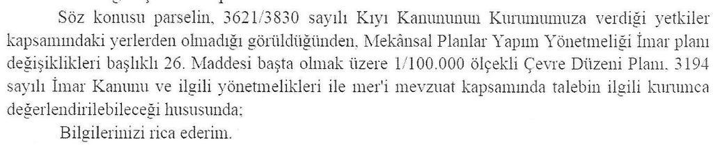 Harita 13. Meri 1/5000 Ölçekli Nazım İmar Planı 5.KURUM GÖRÜŞLERİ T.C.