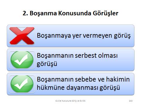 C. BOŞANMA Eşler henüz hayatta iken, bir eşin kanunda öngörülmüş olan sebeplerden birine dayanarak açacağı dava sonucunda evlilik birliğine hakimin kararı ile son verilmesi. 1.