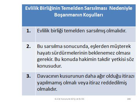 (2) Eşlerin Anlaşması Evlilik en az bir yıl sürmüş ise, eşlerin birlikte başvurması ya da bir eşin diğerinin davasını kabul etmesi hâlinde, evlilik birliği temelinden sarsılmış sayılır.