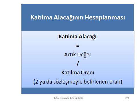 (e) Katılma Alacağının Ödenmesi Katılma alacağının alacaklısı, kural olarak eşlerdir.