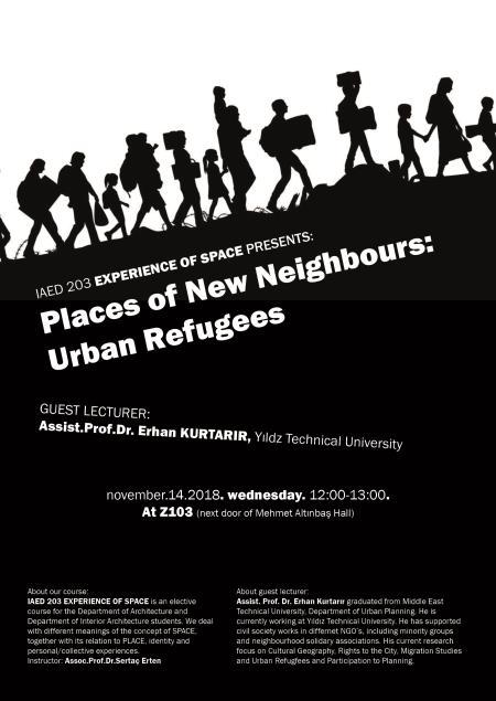 Erhan Kurtarır, Places of New Neighbours: Urban Refugees başlıklı sunuşunu 14 Kasım 2018 tarihinde gerçekleştirdi.