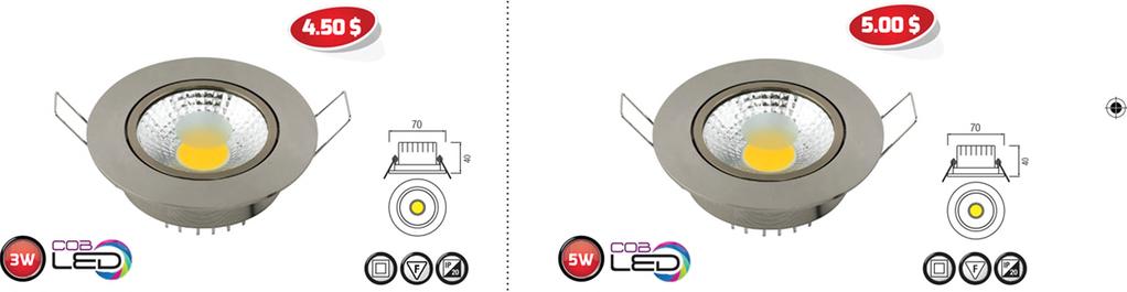 016-009-0005 Mat Krom, COB LED, 5W, 2700K/6500K 50 5,00$