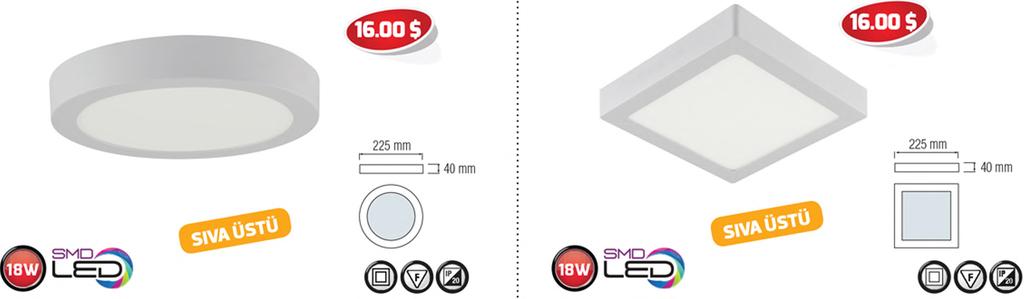 016-025-0028 SMD LED, Beyaz, 28W, 6400K, Sıva Üstü Panel
