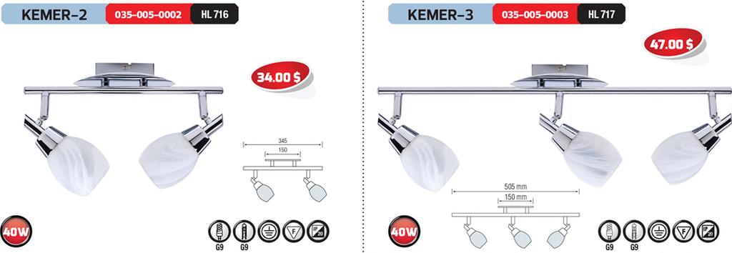 3x40W (ESL Max 9cm) 18 47,00$ KEM