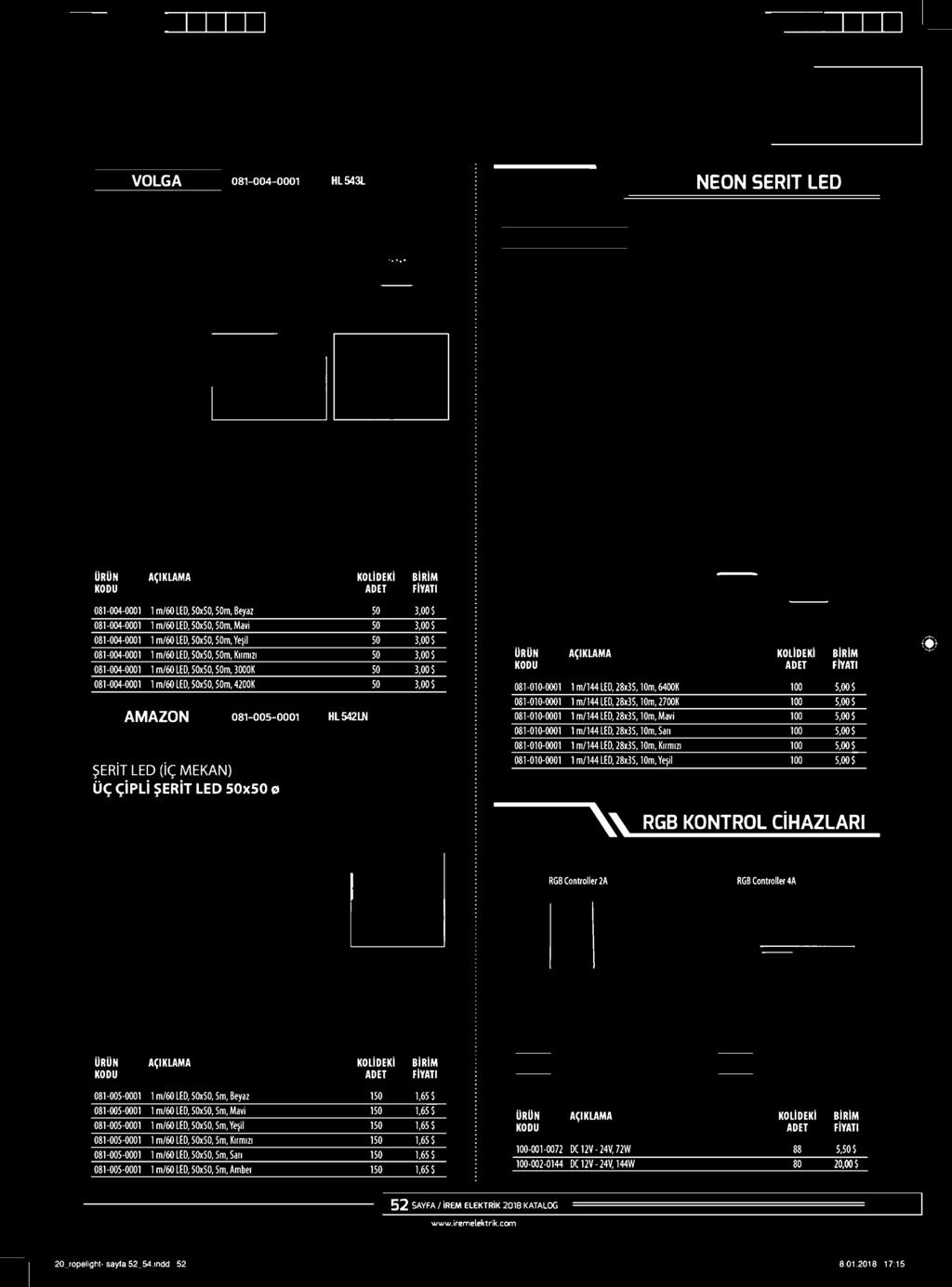 081-004-0001 1 m/60 LED, 50x50,50m, Yeşil 50 3,00$ 081-004-0001 1 m/60 LED,