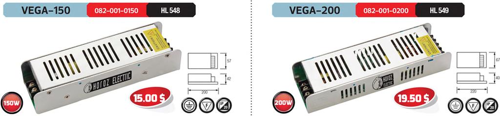 için, 150W, 12A 28 15,00$ 082-001-0200 40m(35x28 SMD LED)