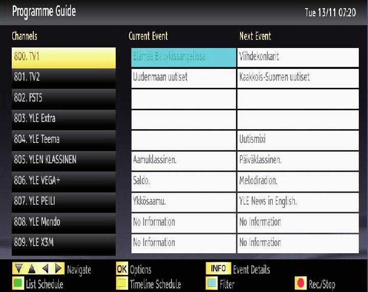 Press or button to select Clear Service List and then press OK. The following OSD will be displayed on the screen: OK (Options): views/records or sets timer for future programs.