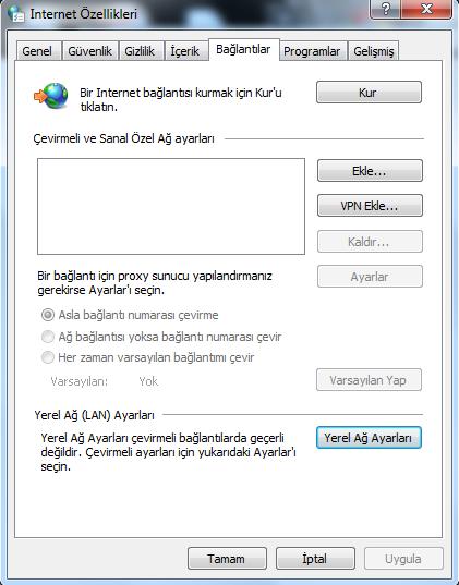 Proxy sunucu kullanın seçeneğinı işaretleyin. Adres kısmına personelseniz 79.