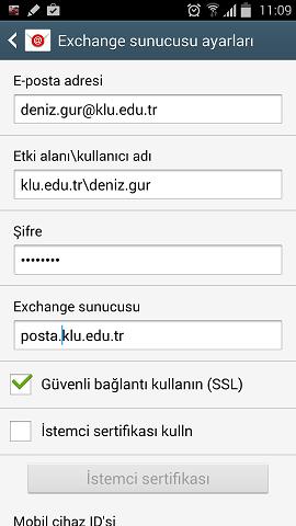 "Etki alanı\kullanıcı adı" seçeneği varsa "klu.edu.