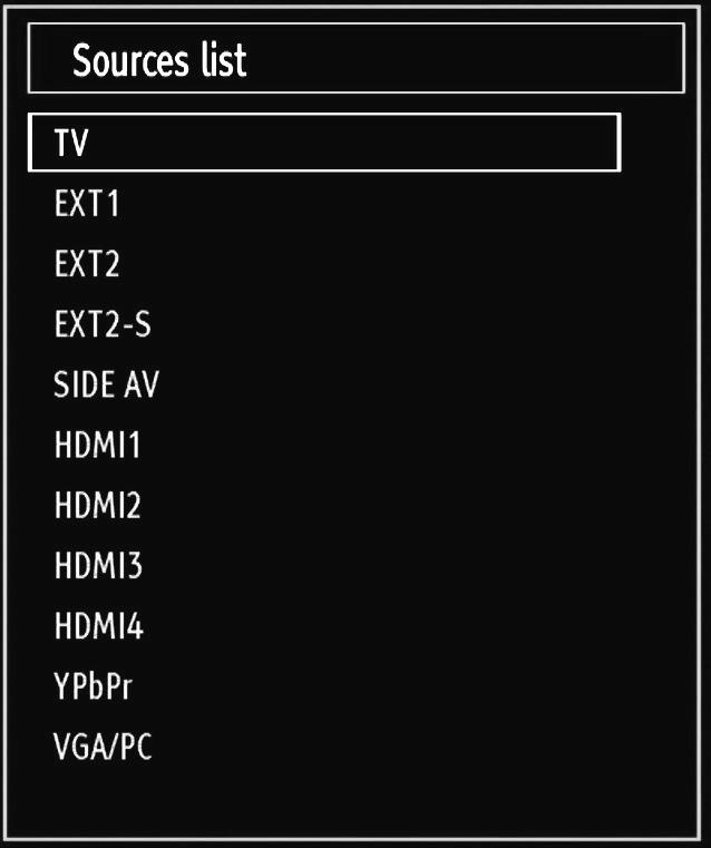 Input Selection Once you have connected external systems to your TV, you can switch to different input sources. Press SOURCE button on your remote control consecutively for directly changing sources.