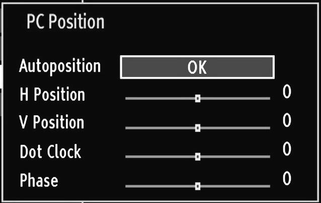 While in VGA (PC) mode, some items in Picture menu will be unavailable. Instead, VGA mode settings will be added to the Picture Settings while in PC mode.