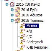 ayrılmış dönemler görüntülenir. Not: Nöbet dönemleri, maaş dönemi oluşturulduğunda otomatik olarak açılır. İlgili dönemin üstüne tıklandığında, dönemde bulunan personeller listelenir.