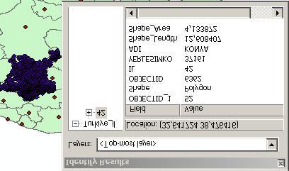 ) 3 Tools ToolBar dan identify özelligi ile Turkiye_il katmaninin objelerini seçiniz ve