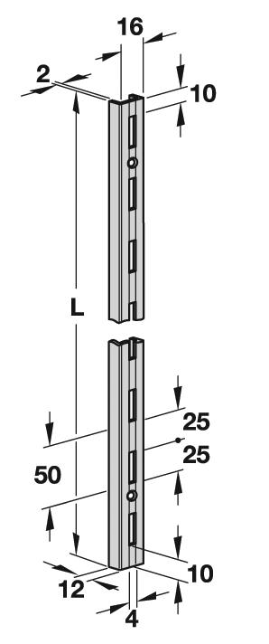 Mağaza Dekorasyon Sistemleri U raf profili - SHOPTEC 1 sıra delikli Aksesuarlar Duvar raf profili için bağlantı malzemeleri 772.03.