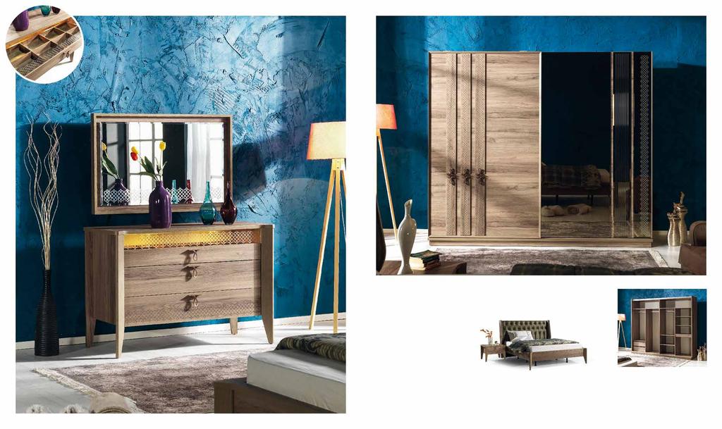 Lima Concept LİMA YATAK ODASI. Renk / Colour. SALERNO Gardrop / Wardrobe. G/W.251 Y/H.218 D/D.65 Tuvalet Masası / Dressing Table. G/W.125 Y/H.85 D/D.56 Tuvalet Aynası / Mirror.